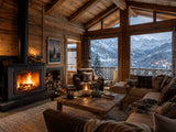 Poêle à bois dans un chalet de montagne