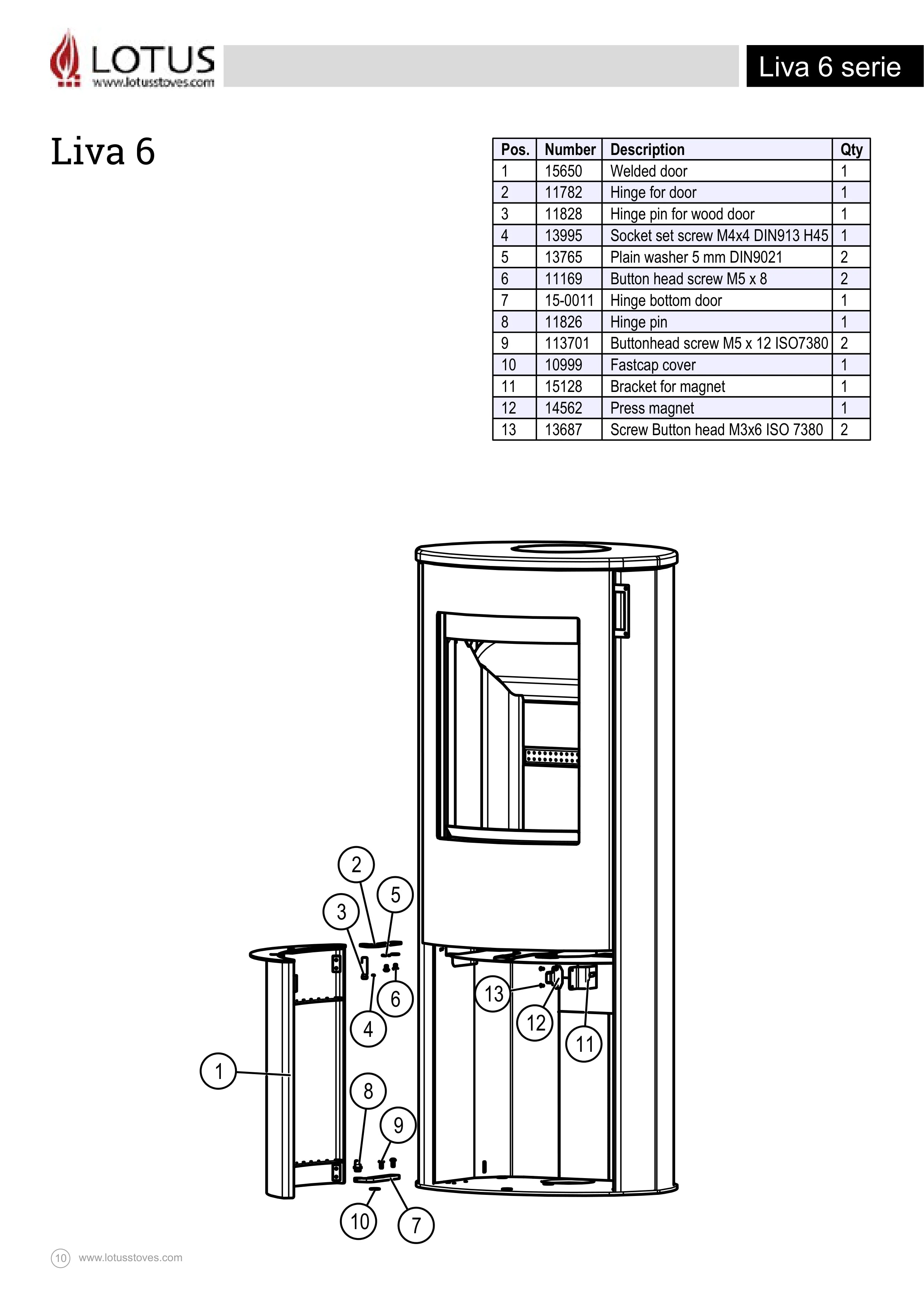 Vue du schéma constructeur pour Porte soudée pour Lotus LIVA 6