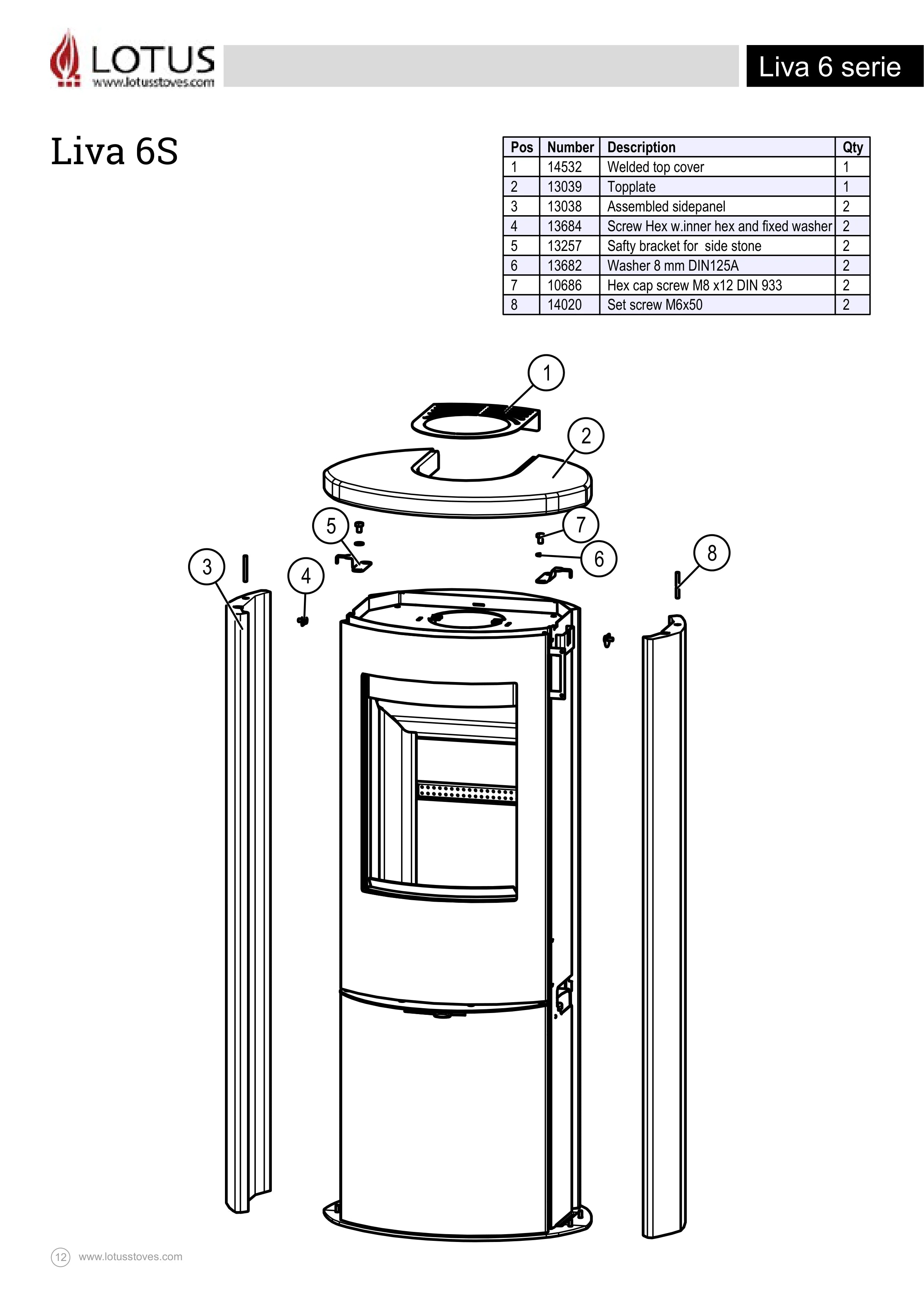 Vue du schéma constructeur pour Couvercle supérieur soudé pour Lotus LIVA 6S