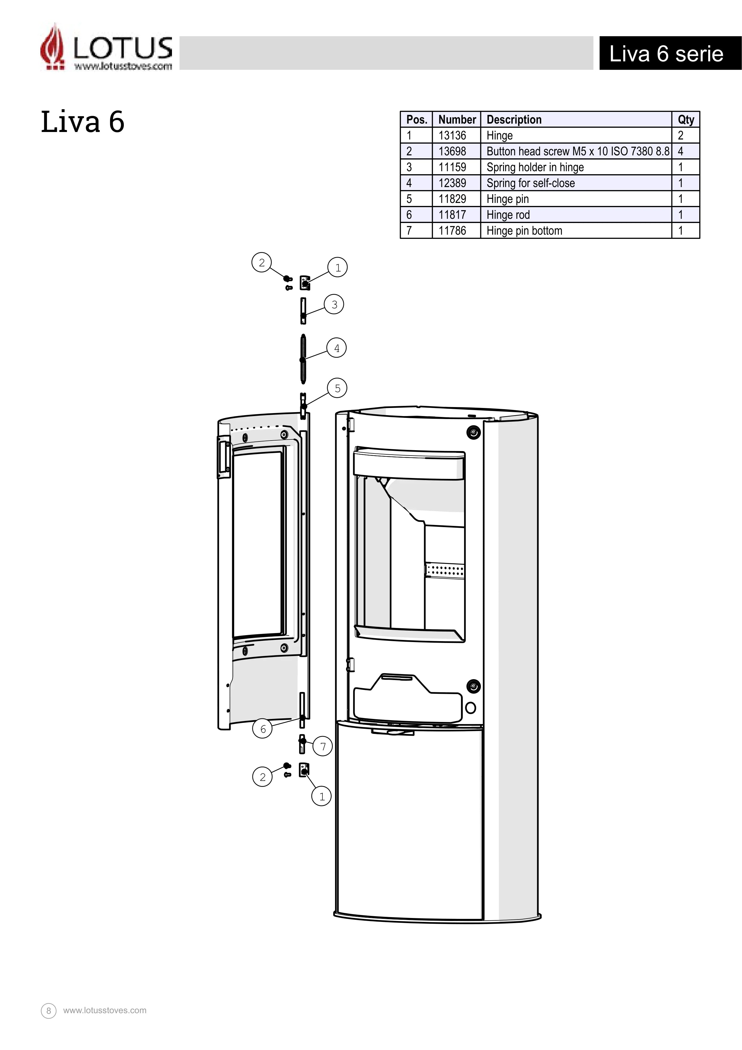 Vue du schéma constructeur pour Charnière pour Lotus LIVA 6